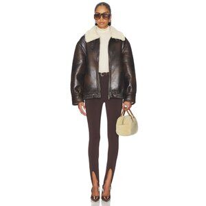 Superdown Amelia Faux Leather Jacket in Brown Large New with Tags Womens